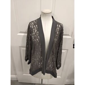 MeaSeor Lace Kimono Cardigan Duster Charcoal Gray XXXL Open Front